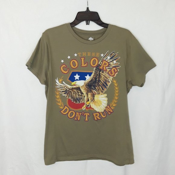 Celebrate Patriotic Other - Celebrate Olive Tan Printed Patriotic Eagle Graphic T-shirt L